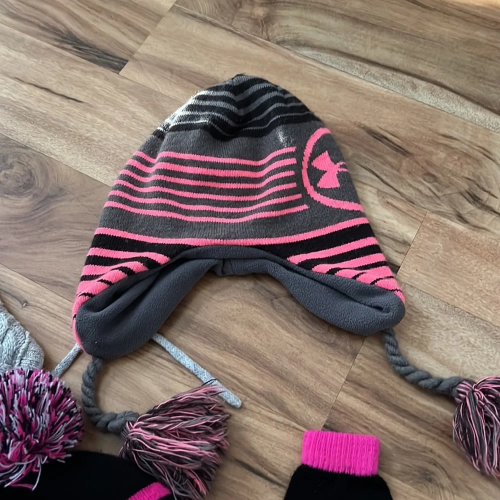 You get three! Disney Under‎ Armour Youth Girls Tobaggan Beanie Winter Bundle